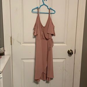 mauve colored wrap dress